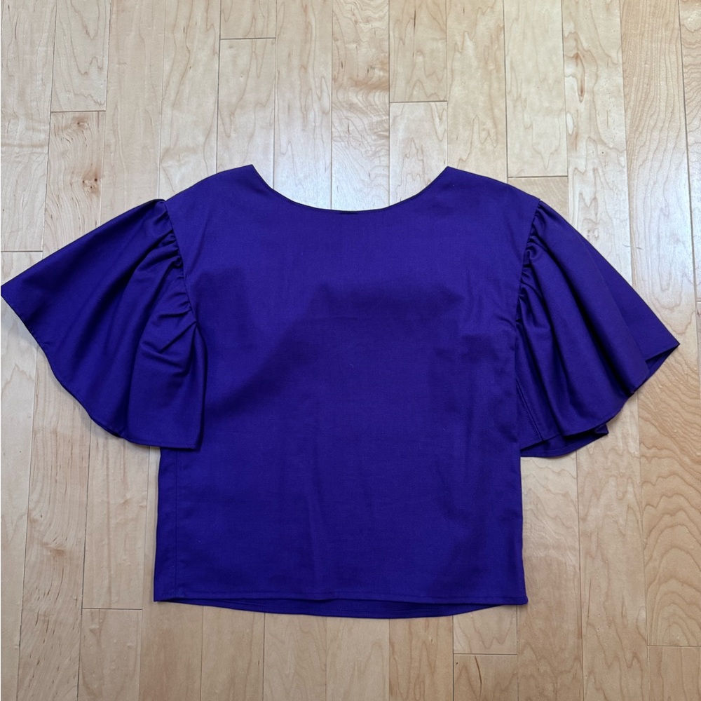 Purple Blouse with Ruffled Sleeves